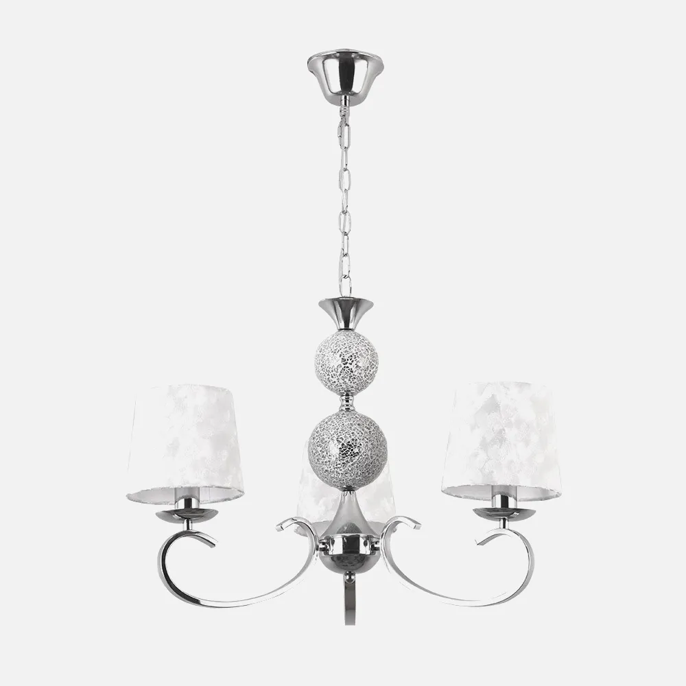 Lampara Ubeda 3xe14 Cromo Pantalla Blanca Regx60x60 Cm