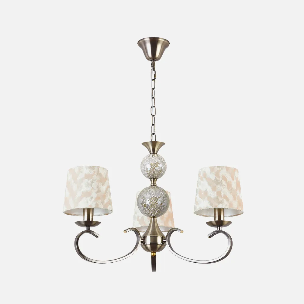 Lampara Ubeda 3xe14 Cuero Pantalla Beis Regx60x60 Cm
