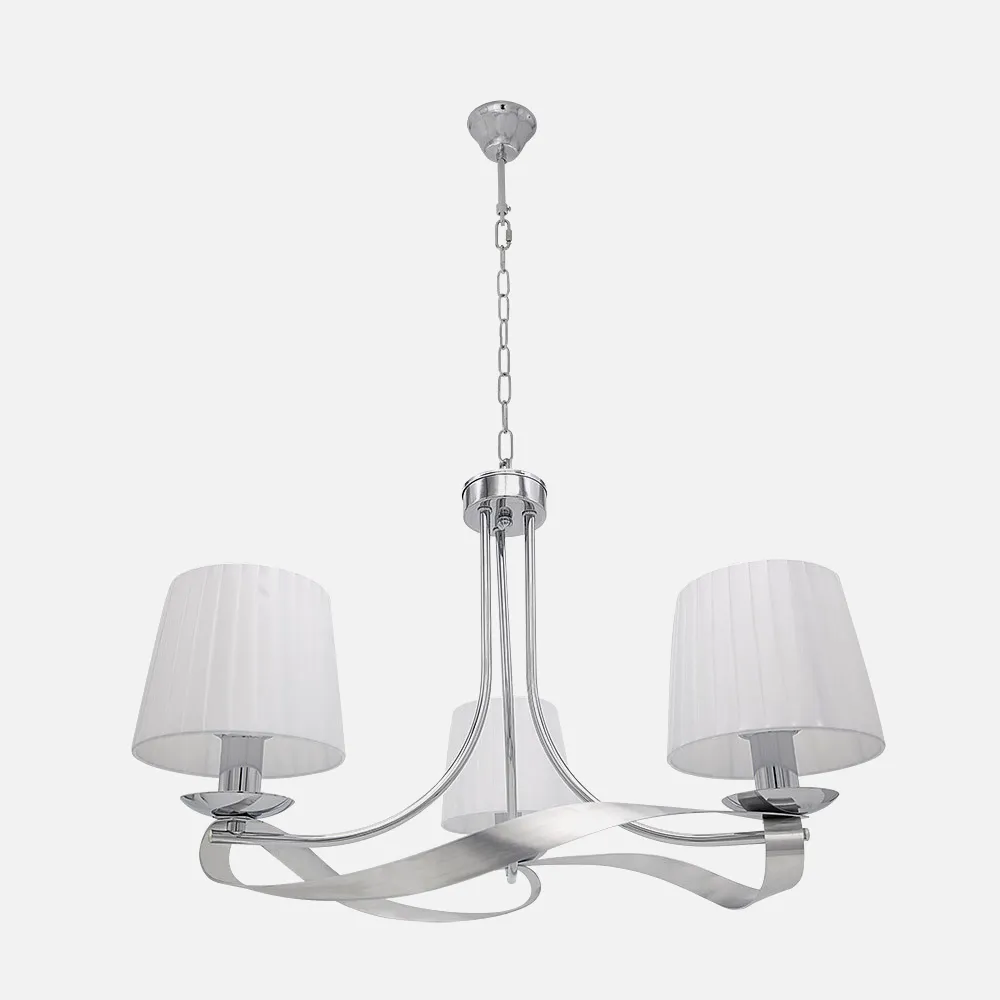 Lampara Baeza 3xe14 Cromo Pantalla Blanca Regx52x52 Cm