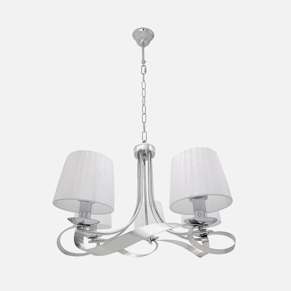 201955020 - Lampara Baeza 5xe14 Cromo Pantalla Blanca Regx55x55 Cm