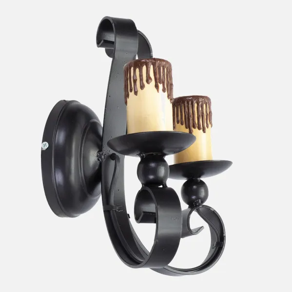 Wall light Rustic 2xe27 Medieval Black 25x21x16 Cm