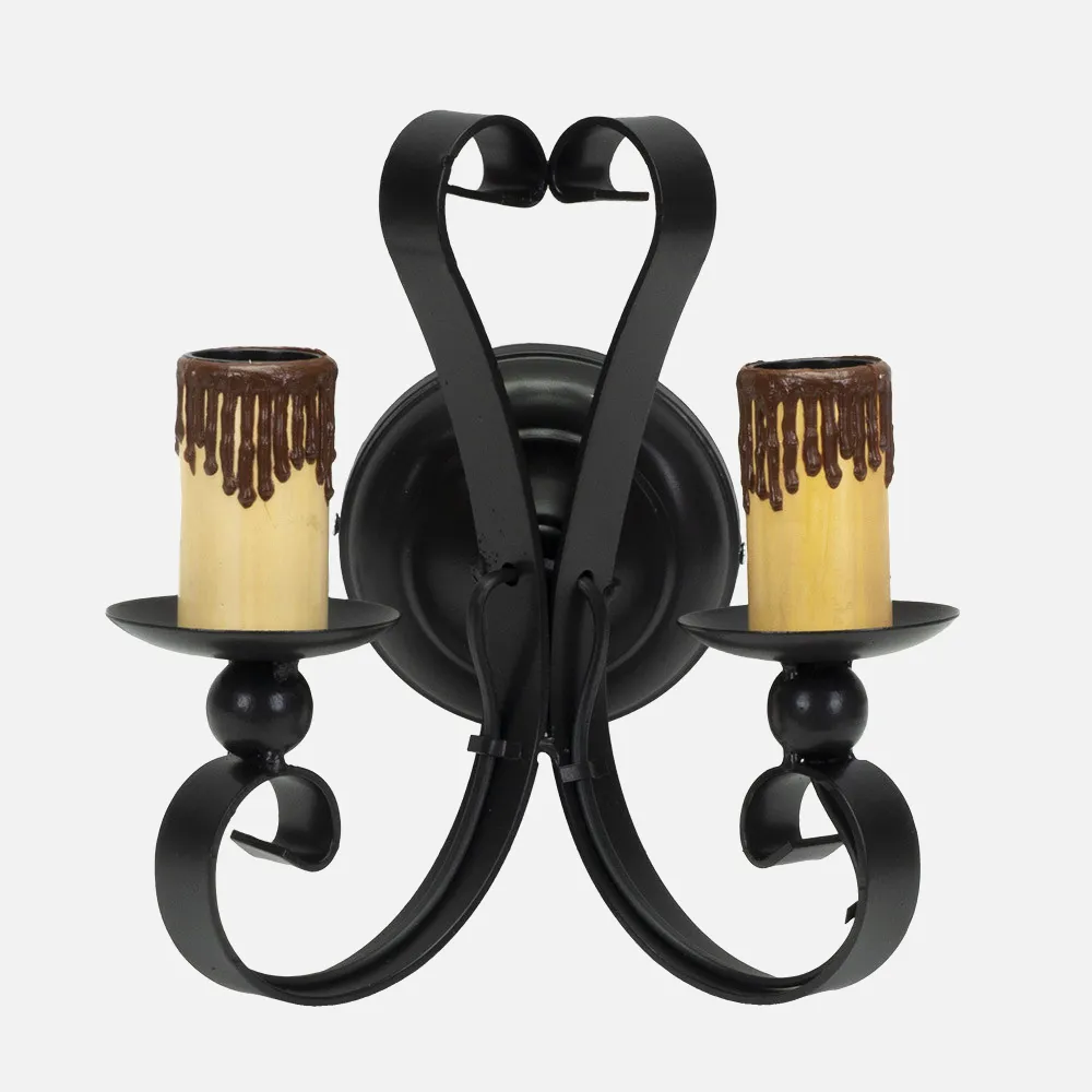 1.605/2-NEGRO - Wall light Rustic 2xe27 Medieval Black 25x21x16 Cm