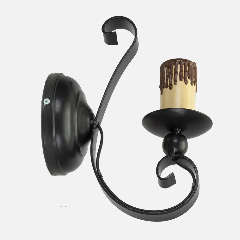 1.605/1-NEGRO - Lâmpada de Parede Rústica 1xe27 Preto Medieval 26x12x17 Cm