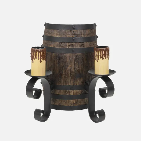 Candeeiro de parede 2xE27 Preto/castanho 29x27x16 Cm
