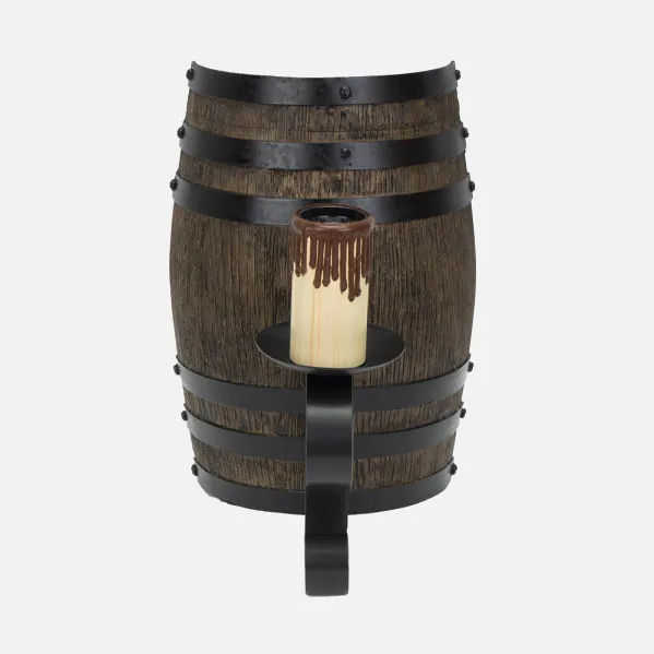 Barril luminoso de parede 1xe27 Preto/castanho 26x16x21 Cm
