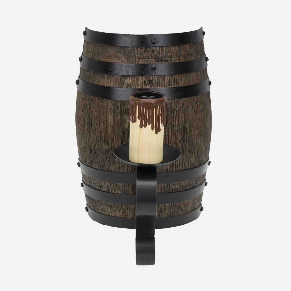 1.608/1 - Aplique Barril 1xe27 Negro/marron 26x16x21 Cm