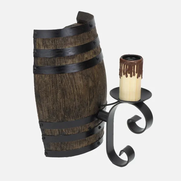 Barril luminoso de parede 1xe27 Preto/castanho 26x16x21 Cm
