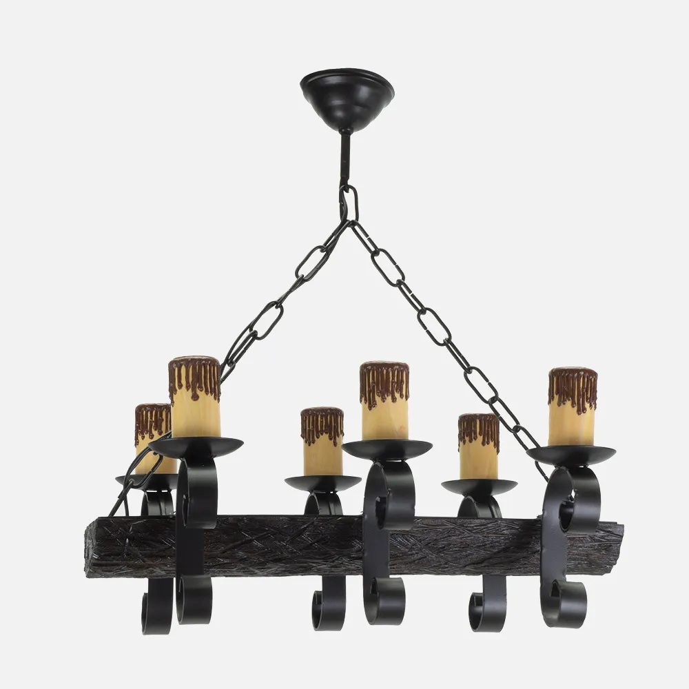 1.512/6 - Lamp 6xe27 Tronco Black/brown Regx50x35 Cm