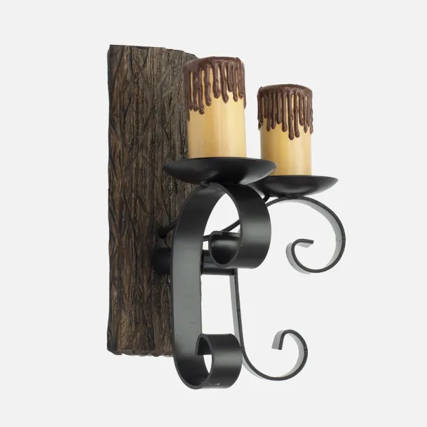Candeeiro de parede 2xe27 Tronco Preto/castanho 25x22x14 Cm