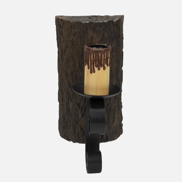 Candeeiro de parede 1xe27 Tronco Preto/castanho 25x12x17 Cm