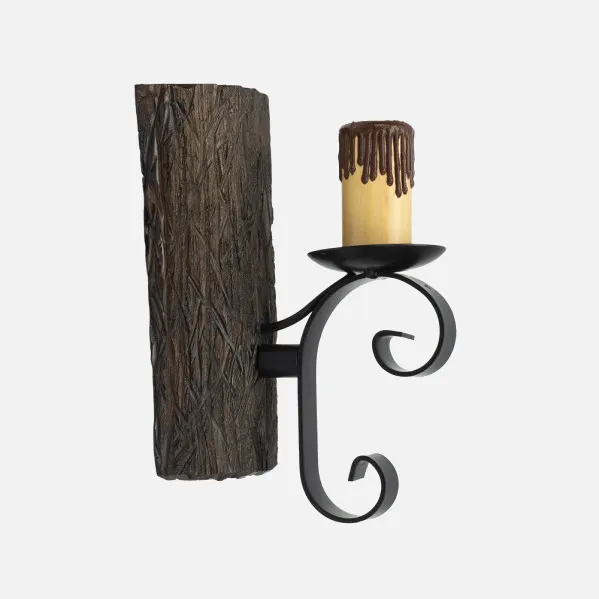 Candeeiro de parede 1xe27 Tronco Preto/castanho 25x12x17 Cm