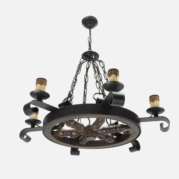 Lamp Rustic Rueda 6xe27 Brown REGx70x70 Cm