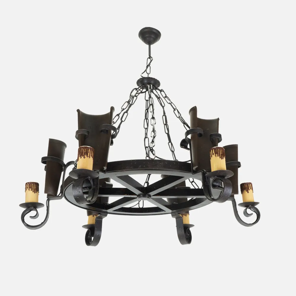 92.528/6 - Lampara Cantina 6xe27 Marron Regx83x83 Cm