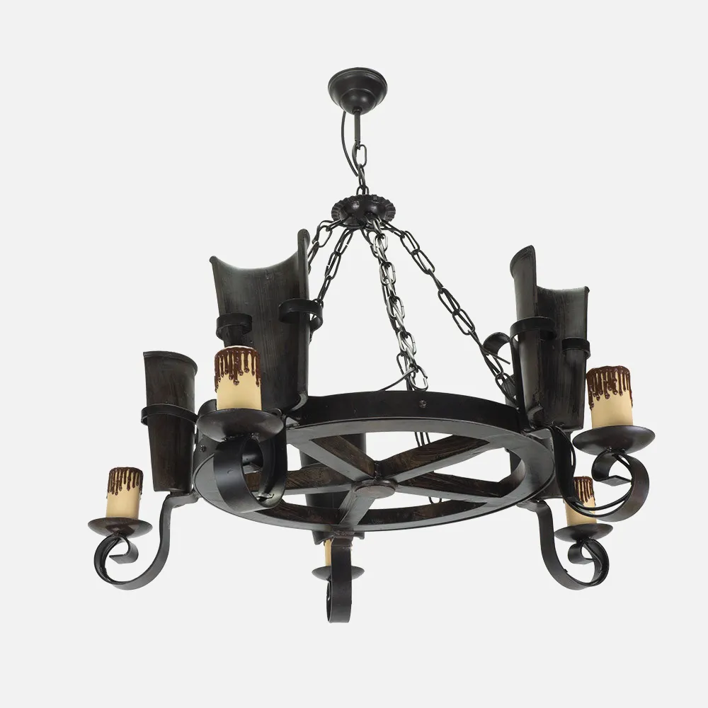 92.528/5 - Lampara Cantina 5xe27 Marron Regx70x70 Cm