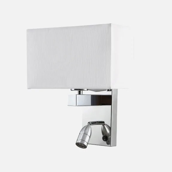 Wall light 3w 4000k + 1xe27 Gabriel Chrome/White Lampshade 285lm 31x26x15,5cm Double Switch