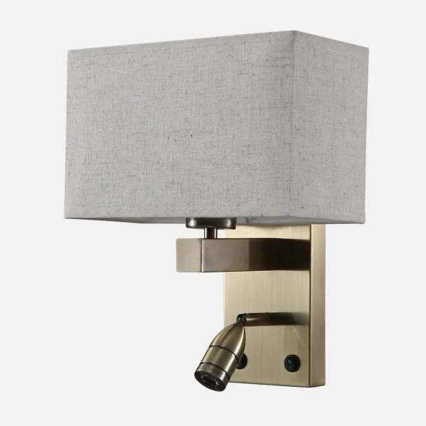 Wall light 3w 4000k +1xe27 Gabriel Leather/Beige Lampshade 285lm 31x26x15,5cm Double Switch