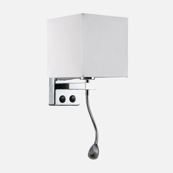 Wall light 3w 4000k+1xe27 Stephen Chrome/White Lampshade 285lm 38x17x20cm Double Switch