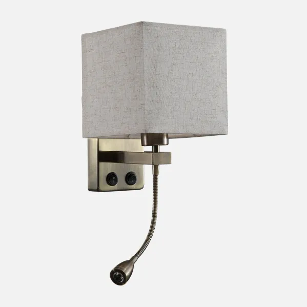 Wall light 3w 4000k+1xe27 Stephen Leather/Beige Lampshade 285lm 38x17x20cm Double Switch