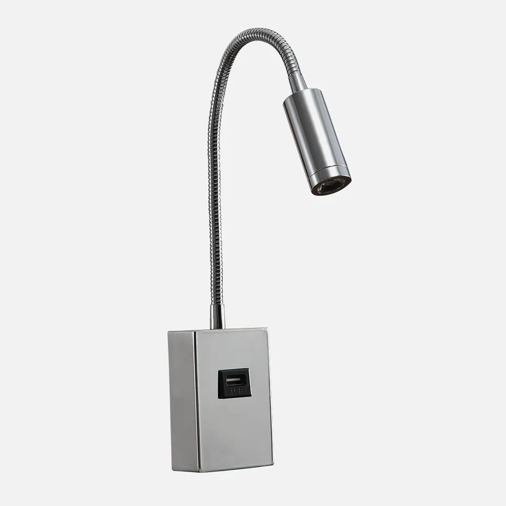 174961020 - Wall light 3w 4000k Capote Chrome w/usb And Switch. 285lm 43x6x4 Cm Articulated. And Swivel.