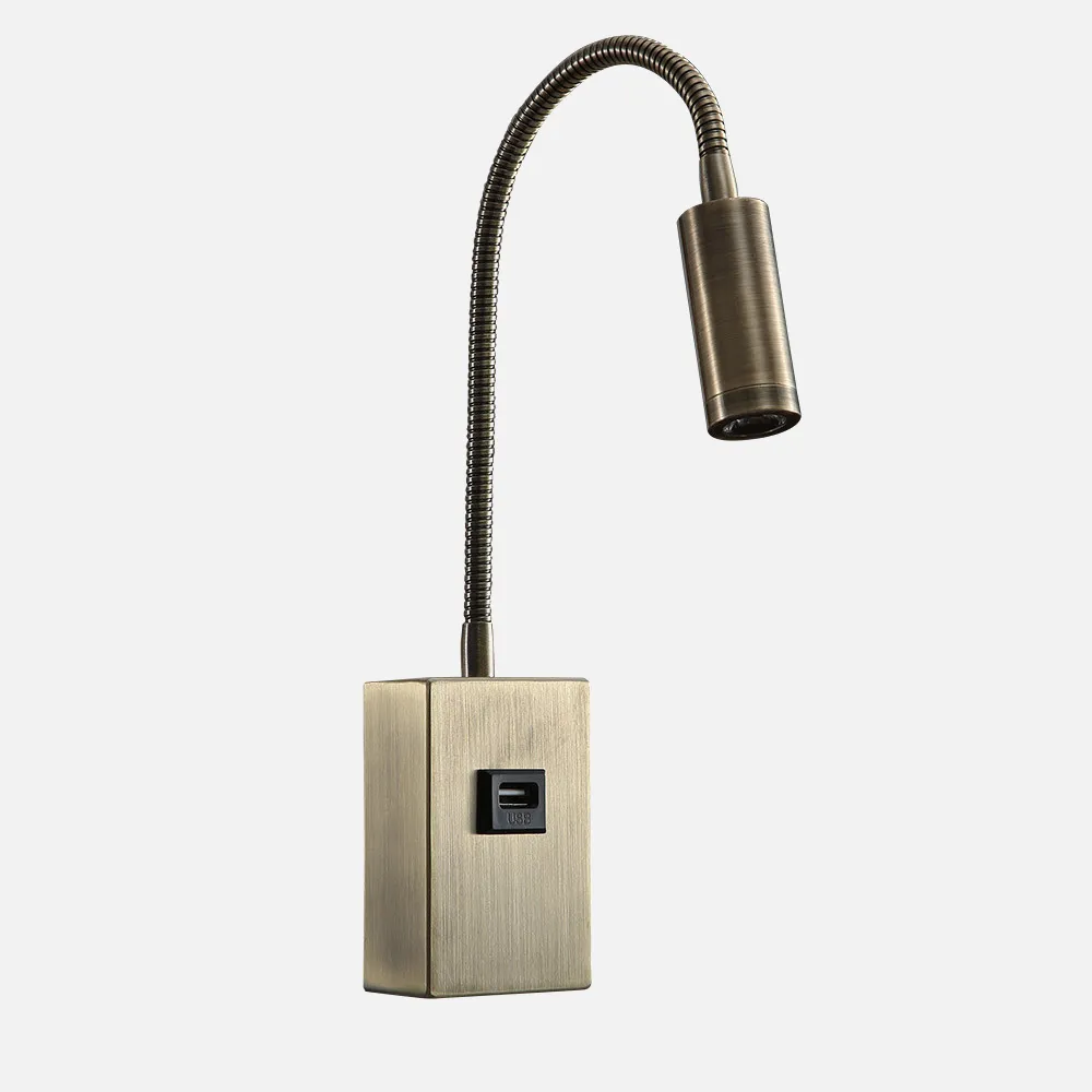 174961014 - Aplique 3w 4000k Capote Cuero C/usb E Interrupt. 43x6x4 Cm 285lm Articulab. Y Orientab.