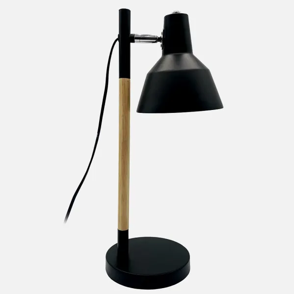 Flexo Basil 1xe14 Negro/haya 50x17x23 Cm Articulable Y Orientable 350º