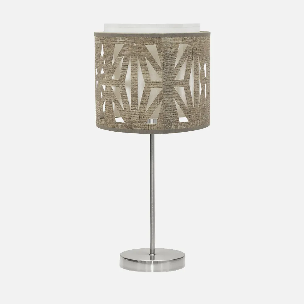 177971083 - Sobremesa Katerina 1xe14 Niquel/madera Gris 42x17x17 Cm