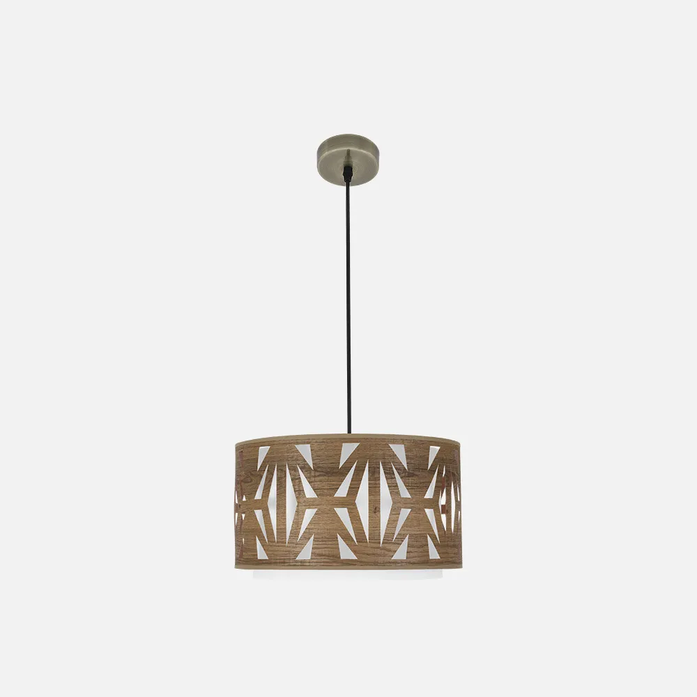177994084 - Colgante Katerina 1xe27 Cuero/madera Oscura Regx40x40 cm