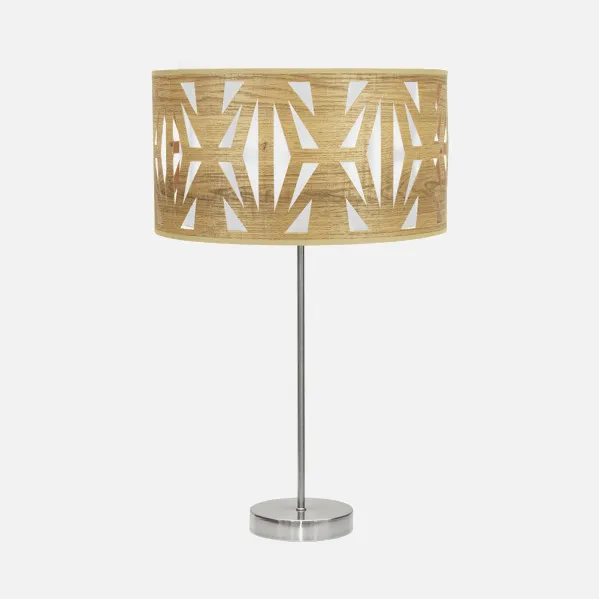 Sobremesa Alto Katerina 1xe27 Niquel/madera Clara 61x30x30 Cm