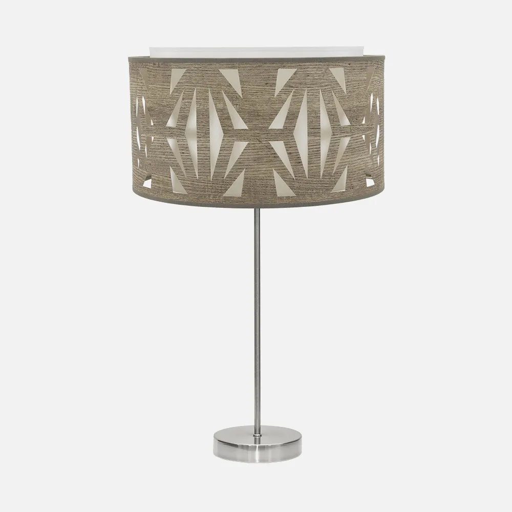 177971183 - Sobremesa Alto Katerina 1xe27 Niquel/madera Gris 61x30x30 Cm