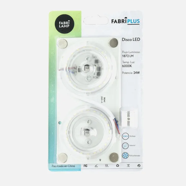 Disco Led 24w 6000k Placa Cuad.blanco  8x16x1 Cm 1872lm Magnetico