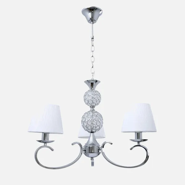 Lampara Ordoñez 3xe14 Cromo Pantalla Blanca Regx60x60 Cm