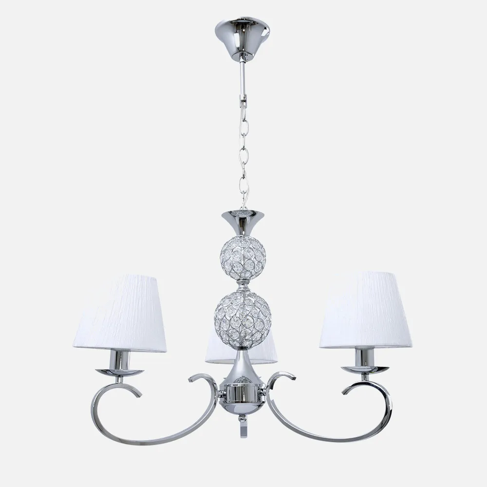 Lampara Ordoñez 3xe14 Cromo Pantalla Blanca Regx60x60 Cm