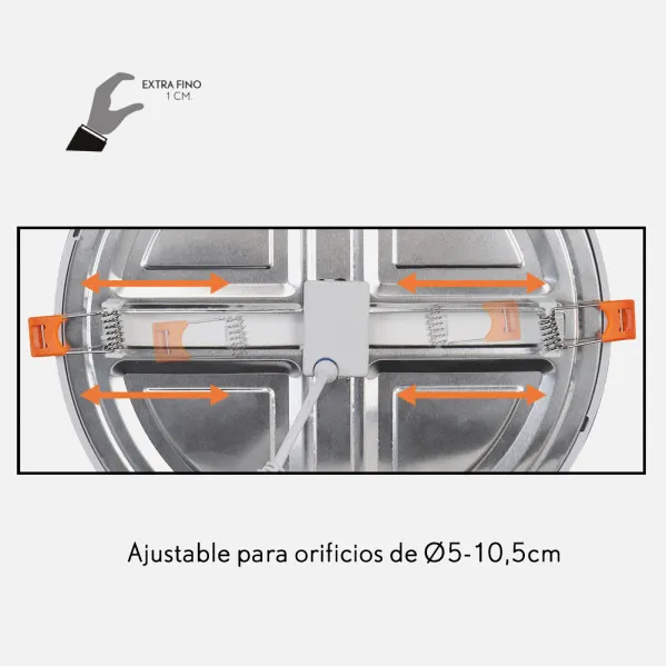 Downlight 8w 4000k Blanco Lejania 1x12x12 Cm 760lm Empotrar Corte Ajustable 5-10,5d