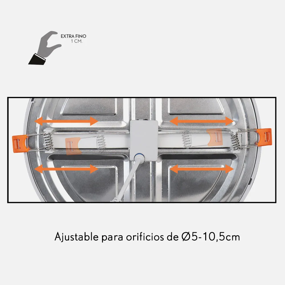 Downlight 8w 4000k Blanco Lejania 1x12x12 Cm 760lm Empotrar Corte Ajustable 5-10,5d