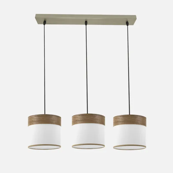 Regleta Cloe 3xe27 Cuero/blanca-madera Oscura Regx60x16 cm