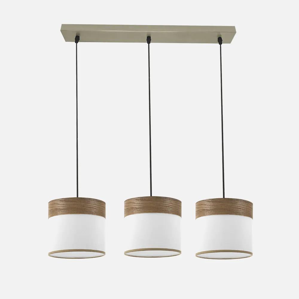 Regleta Cloe 3xe27 Cuero/blanca-madera Oscura Regx60x16 cm