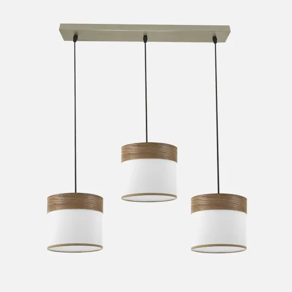 Batten light Cloe 3xe27 Leather/white-wood Dark Regx60x16 cm