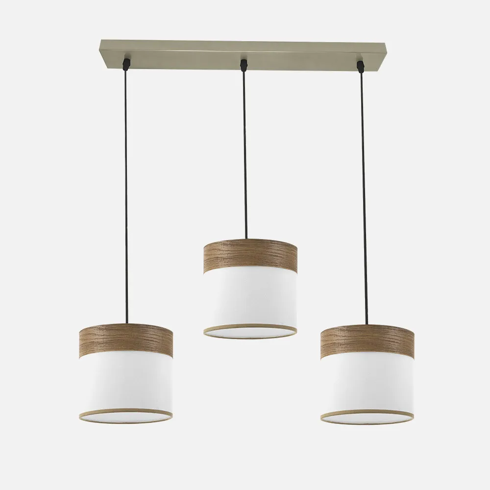 Regleta Cloe 3xe27 Cuero/blanca-madera Oscura Regx60x16 cm