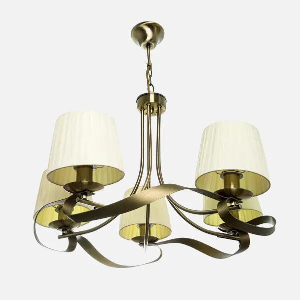 Lamp Baeza 5xe14 Leather Lampshade Beige Regx55x55 Cm