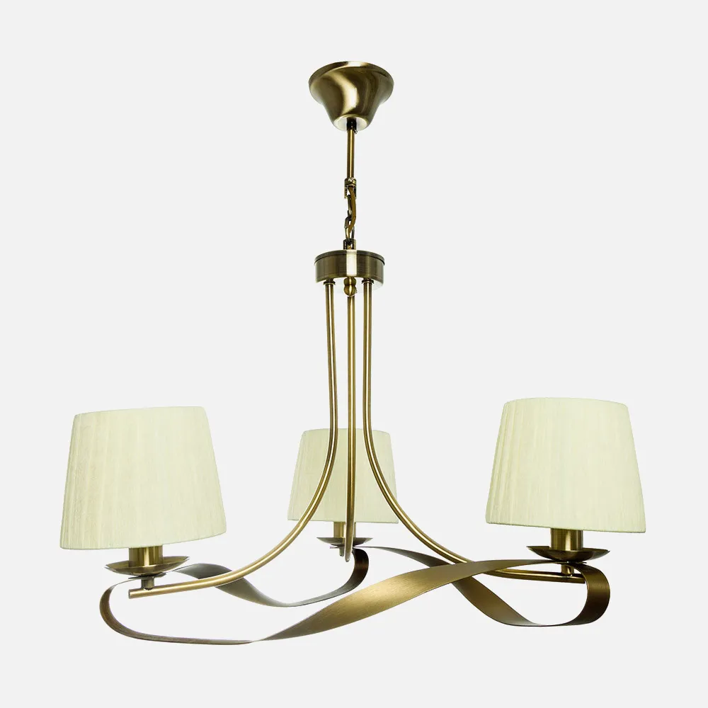 201953014 - Lampara Baeza 3xe14 Cuero Pantalla Beis Regx52x52 Cm