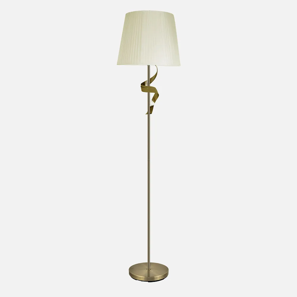 201941014 - Pie Salon Baeza 1xe27 Cuero Pantalla Beis 162x38x38 Cm