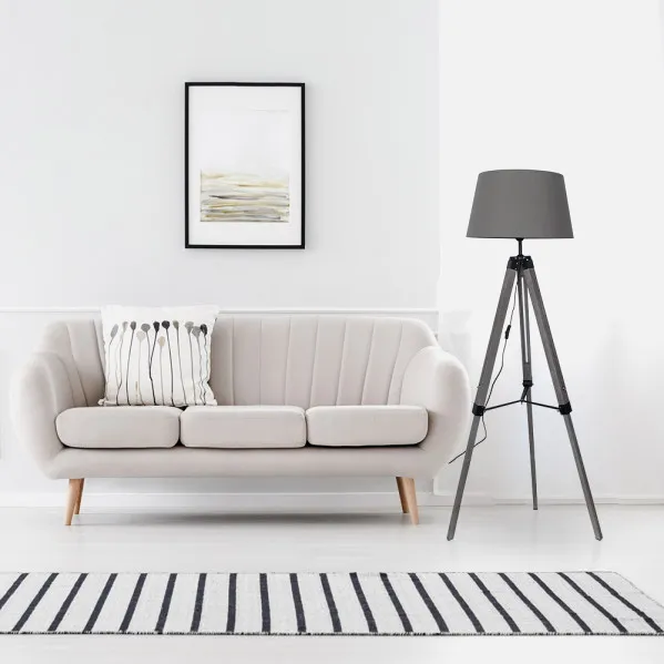 Foot Living room Julen 1xe27 Wood Grey/black Regx45x45 Cm