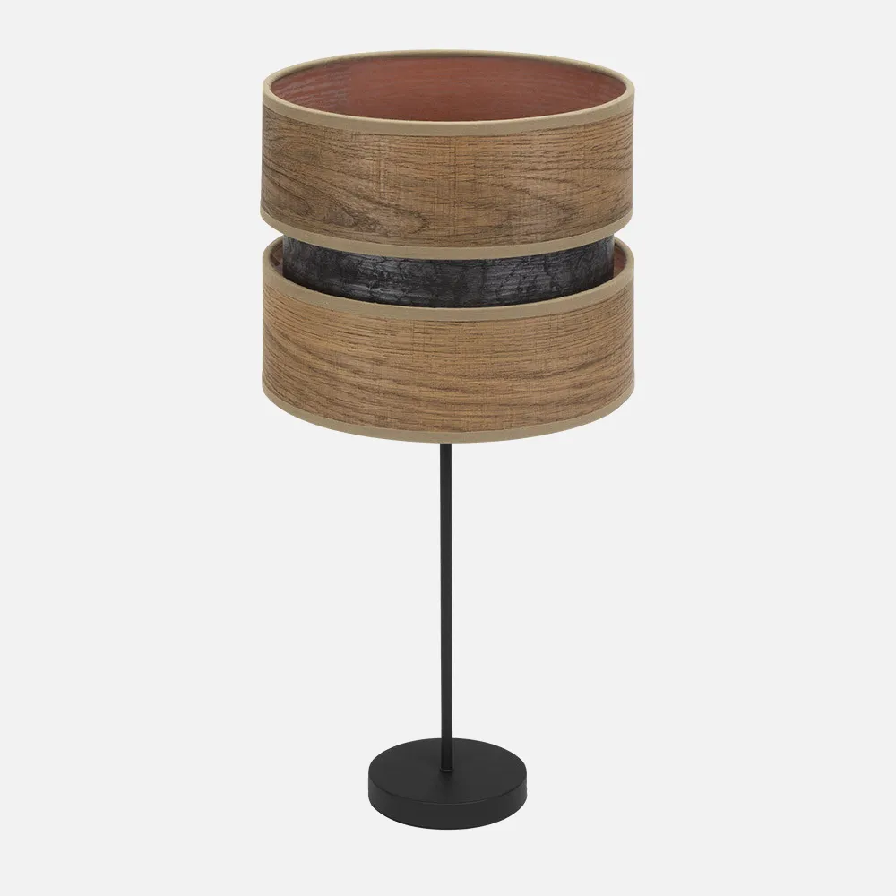 175671184 - Sobremesa Alto Colet 1xe27 Negro/madera Oscura 61x30x30 Cm