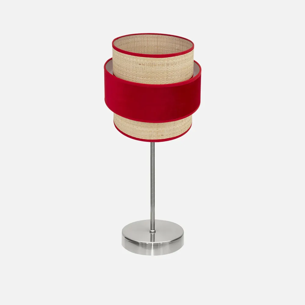 177471007 - Sobremesa Reyes 1xe14 Niquel/natural-rojo 43x18x18 cm