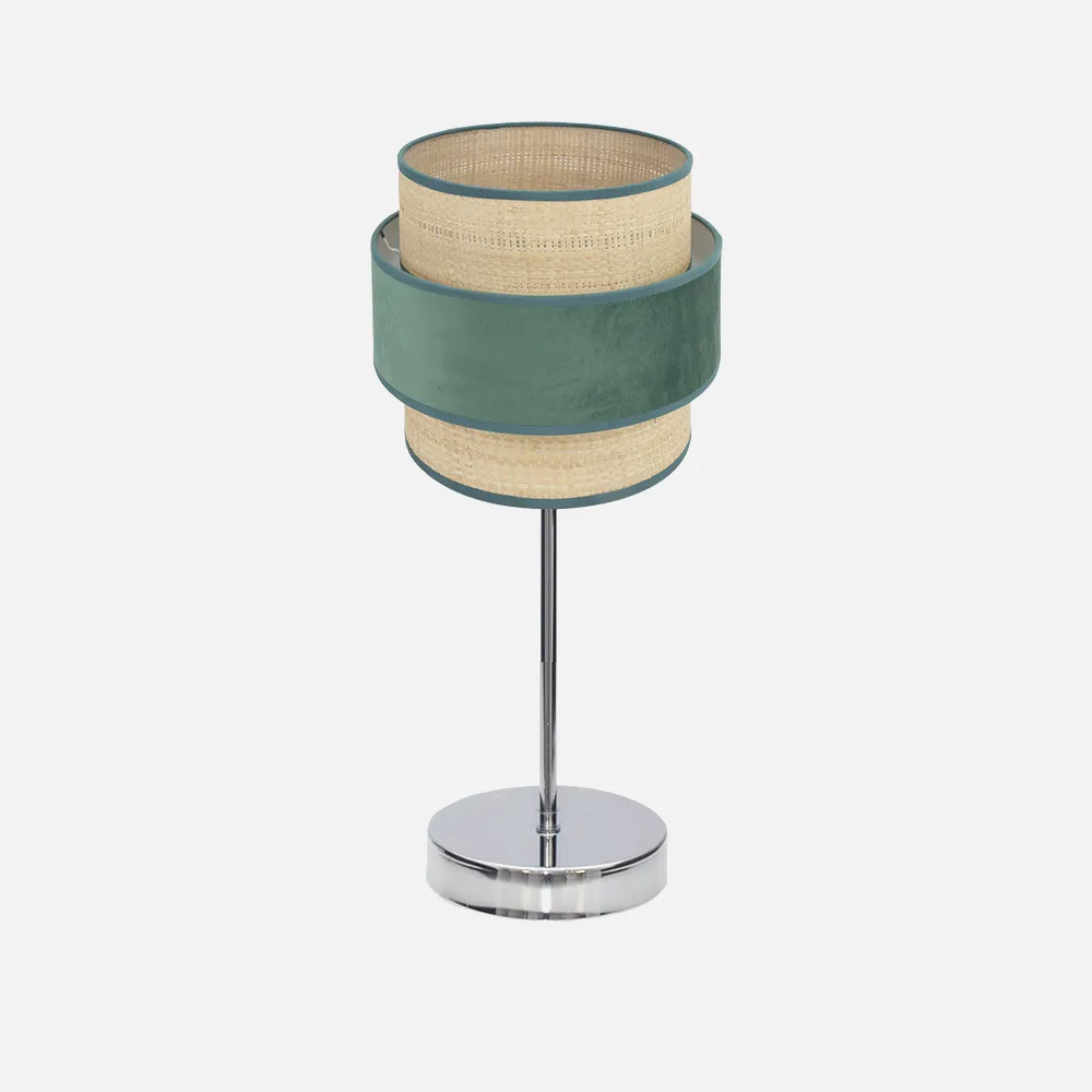 177471006 - Sobremesa Reyes 1xe14 Cromo/natural-verde 43x18x18 cm