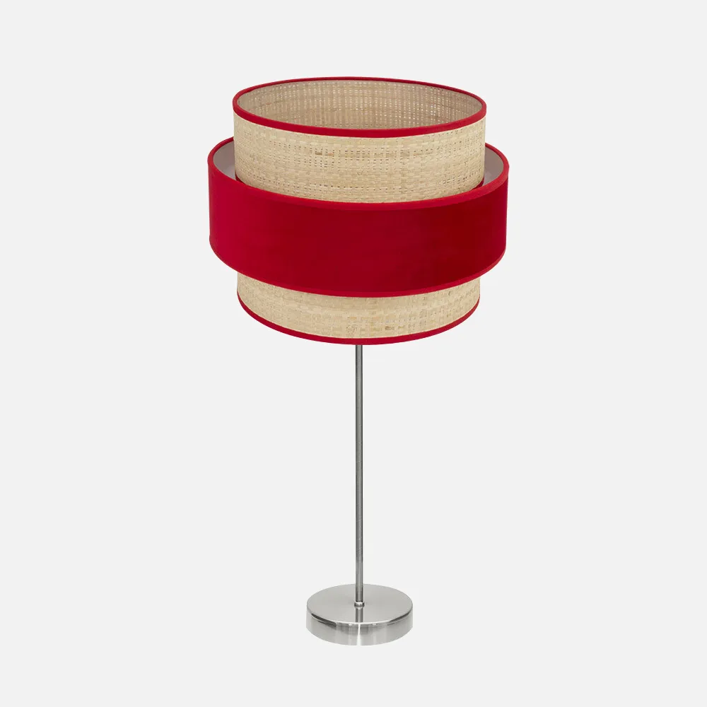 177471107 - Sobremesa Alto Reyes 1xe27 Niquel/natural-rojo 64x30x30 cm