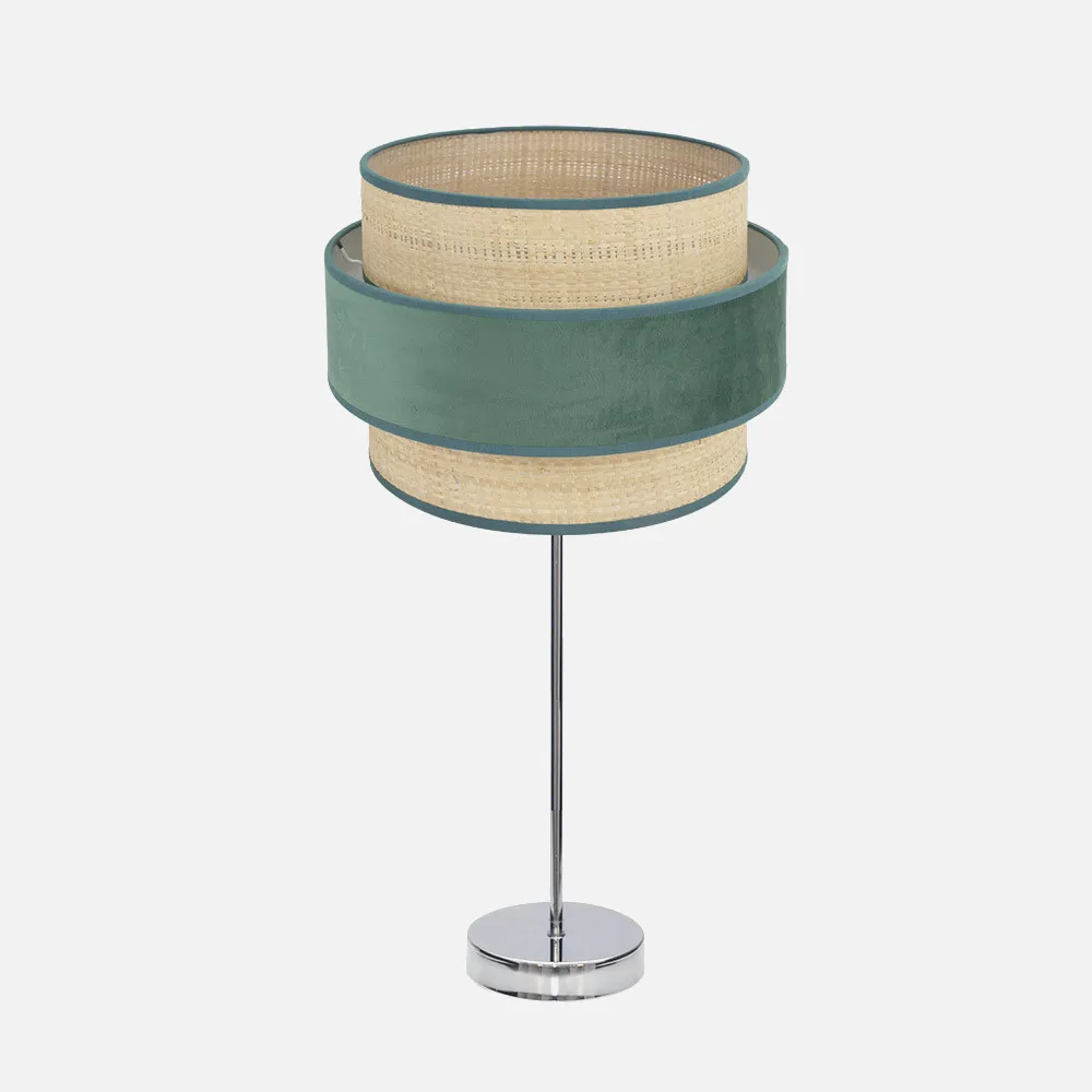 177471106 - Sobremesa Alto Reyes 1xe27 Cromo/natural-verde 64x30x30 cm