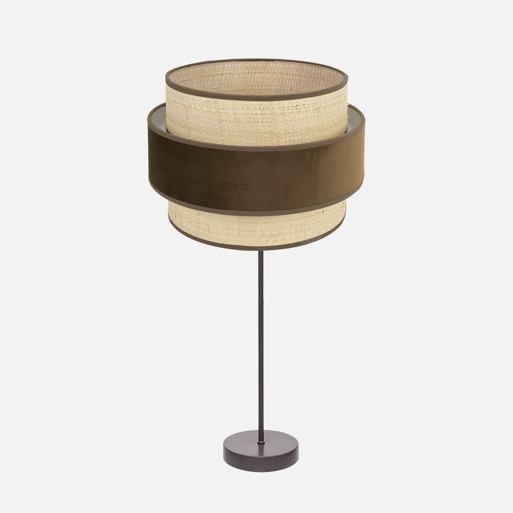 177471102 - Lâmpada de mesa alta Reyes 1xe27 Castanho/castanho natural 64x30x30 cm