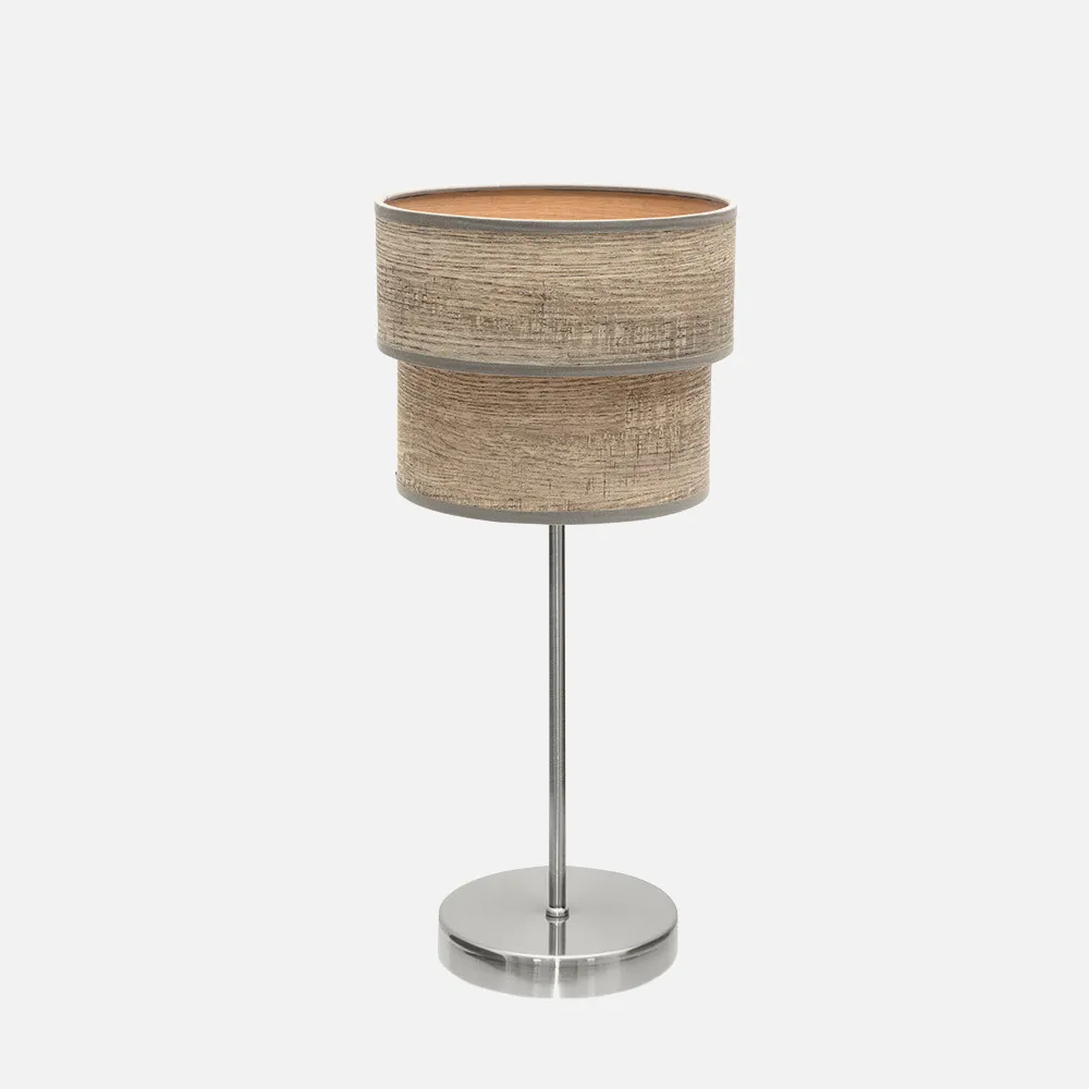 175371083 - Sobremesa Doble Smile 1xe14 Niquel/madera Gris 44x18x18 Cm