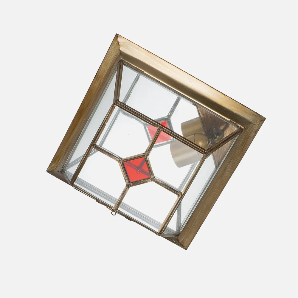 1.874/PEQUENO - Plafon Pequeño Granadino Cuero/rojo 1xe27 10x26x26 Cm